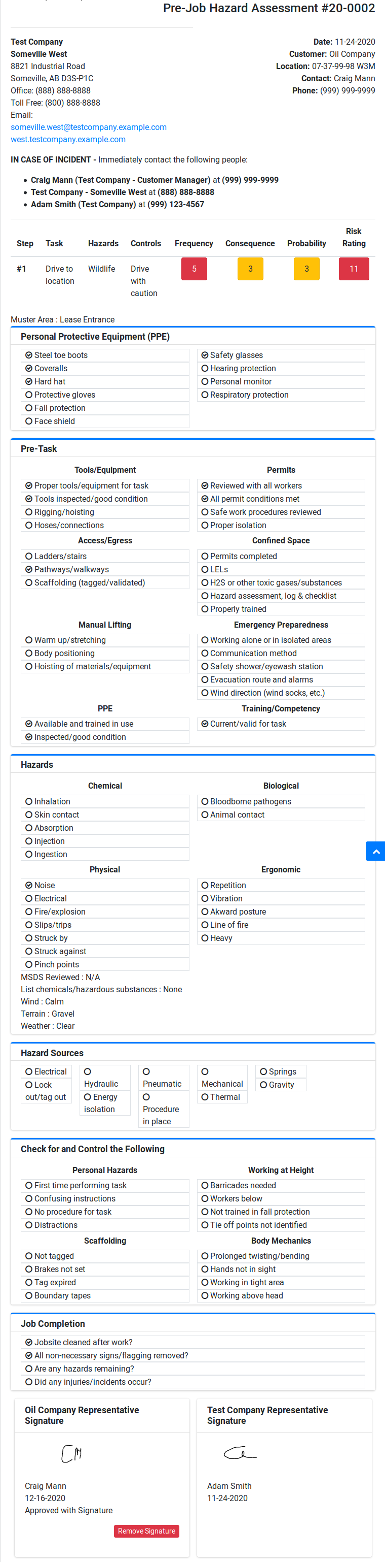 Hazard Assessment Details