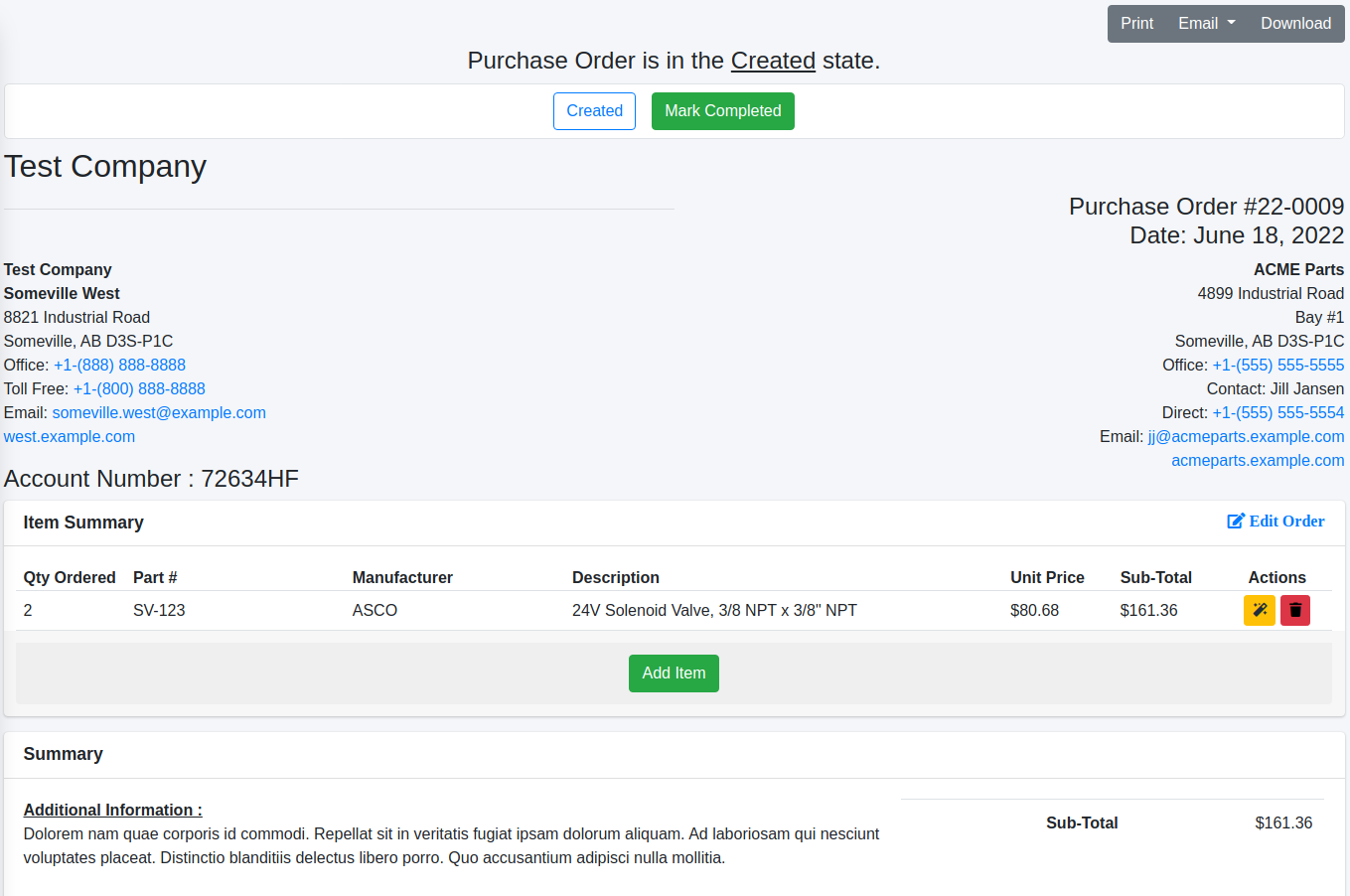 Purchase Order Details