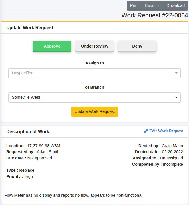 Work Request Details